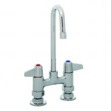 T&S Brass 5F-4DLS03 - Equip 4'' Deck Mount Base Faucet, 3'' Rigid Gooseneck, Lever Handles, Supply N