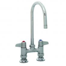 T&S Brass 5F-4DLS05CA - 4'' Deck Mount Faucet, 5-7/8'' Swivel Gooseneck, 2.2 GPM Aerator, 1/2'&ap