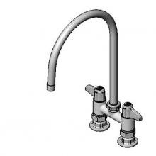 T&S Brass 5F-4DLS09 - Equip 4'' Deck Mount Swivel Base Faucet, 9 Swivel Gooseneck & Supply Nipple Kit