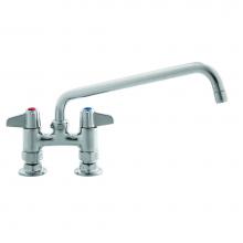 T&S Brass 5F-4DLS12 - Equip 4'' Deck Mount Swivel Base Faucet, 12'' Swing Nozzle & Supply Nipple