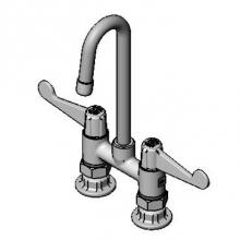 T&S Brass 5F-4DWS03 - Equip 4'' Deck Mount Base Faucet, 3'' Rigid Gooseneck, 4'' WA Handle