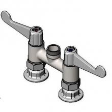 T&S Brass 5F-4DWX00 - Equip 4'' c/c Deck Mount Faucet, Swivel, Less Nozzle, 4'' Wrist-Action Handles