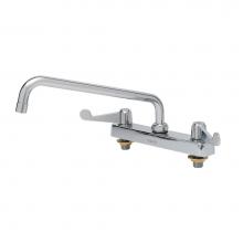 T&S Brass 5F-8CWX12 - Equip 8'' Deck Mount Workboard Faucet, 12'' Swing Nozzle, 4'' Wrist-