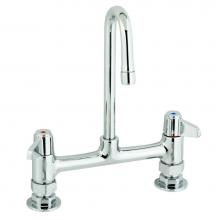 T&S Brass 5F-8DLS03 - equip 8'' Deck Mount Faucet, Lever Handles, 3'' Rigid Gooseneck & 1/2&apos