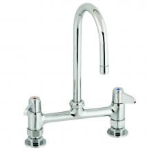 T&S Brass 5F-8DLS05 - 8'' Deck Mount Faucet, 5-1/2'' Swivel Gooseneck, Lever Handles, 1/2'&apos