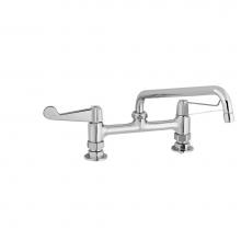 T&S Brass 5F-8DWS12 - equip 8'' Deck Mount Faucet, Wrist Handles, 12'' Swing Nozzle & 1/2'&