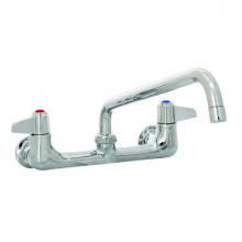 T&S Brass 5F-8WLS10 - 8'' Wall Mount Faucet, 10'' Swing Nozzle, Lever Handles, 1/2'' Suppl