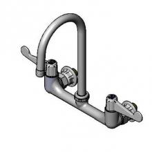 T&S Brass 5F-8WWB05 - 8'' Wall Mount Faucet, 4'' Wrist-Action Handles, 5 1/2'' Swivel Goos