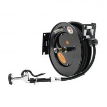 T&S Brass 5HR-232-01-A - Hose Reel, Open, Powder Coated Steel, 35' x 3/8'' ID Hose w/ Spray Valve & Redu