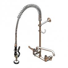 T&S Brass 5PR-8WWS12 - Pre-Rinse, 8'' Wall Mount Base, Cerama, 12''Add-On Nozzle, 4'' Wrist