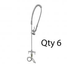 T&S Brass B-0113-M - EasyInstall Pre-Rinse, Spring Action, Single Hole Base, 18'' Flex Lines (Qty. 6)