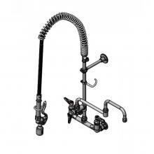 T&S Brass B-0154-CR-C-TEE - Pre-Rinse: 8'' Wall Mount, Ceramas, Add-On Faucet, 15'' Dbl-Joint Nozzle, B-01