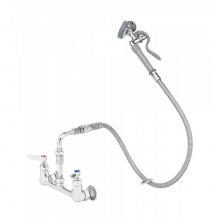 T&S Brass B-0167-HH - 8'' Wall Mount Faucet, Vacuum Breaker, 44'' S'Steel Hose, B-0107-035 Spra