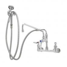 T&S Brass B-0175-02 - Spray Assembly, Wall Mount Base, 8'' Centers, 8'' Add-On Faucet, Angled Valve,