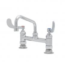 T&S Brass B-0220-061X-WH4 - Double Pantry Faucet, 8'' Deck Mount, Eternas, 10'' Swing Nozzle, 4'&apos