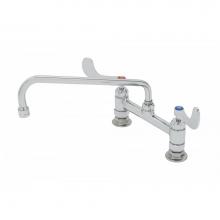 T&S Brass B-0221-CR4-L22 - 8'' Double Pantry Faucet, Deck Mount, Ceramas, 12'' Swing Nozzle, 2.2 GPM Lami