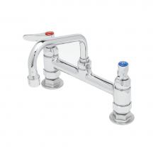 T&S Brass B-0222 - Double Pantry Faucet, Deck Mount, 8'' Centers, 6'' Swing Nozzle (059X), Lever