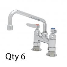 T&S Brass B-0227-M - Double Pantry Faucet, Deck Mount, 4'' Centers, 8'' Swing Nozzle (060X) (Qty. 6