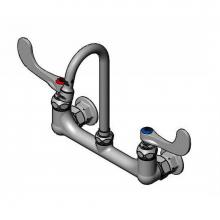 T&S Brass B-0230-187XWS4 - 8'' Double Pantry Faucet, Wall Mount, Eternas, Gooseneck, 1.5 GPM Aerator, 4''