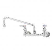 T&S Brass B-0231-AM - 8'' Double Pantry Faucet, Wall Mount, Handles w/ Anti-Microbial Coating, 12''