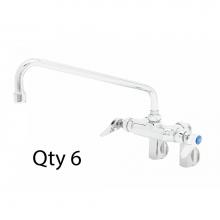 T&S Brass B-0236-M - Double Pantry Faucet, Wall Mount, Adjustable Centers, 12'' Swing Nozzle (Qty. 6)