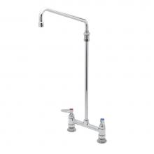 T&S Brass B-0281 - Double Pantry Faucet, Deck Mount, 8'' Centers, 12'' Elevated Swing Nozzle