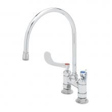 T&S Brass B-0325-134X-CR4 - Double Pantry Faucet, 4'' Deck Mount, Ceramas, 134X Swivel Gooseneck, 4'' Wris