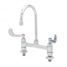 T&S Brass B-0327 - 8'' Deck Mount Faucet, 1/2''NPT Male Inlets, Swivel Gooseneck, Aerator, 4&apos