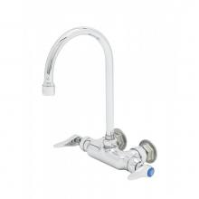 T&S Brass B-0346 - Double Pantry Faucet, Wall-Mount, 3-3/8'' Centers, Swivel/Rigid Gooseneck, Lever Handles