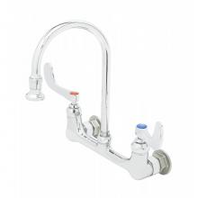 T&S Brass B-0350-04 - Wall Mount Faucet, 8'' Centers, S/R Gooseneck w/ 2.2 GPM Rosespray, 4'' Wrist