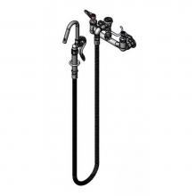 T&S Brass B-0610-CR - Pot Filler, Wall Mount, 8'' Centers, Cerama, Vacuum Breaker & 68'' Hose w/