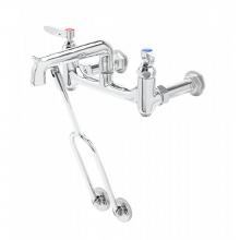 T&S Brass B-0650-BSTP - Service Sink Faucet, Wall Mount, 8'' Centers, Built-In Stops, Wall Brace, Polished Chrom