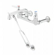 T&S Brass B-0650-POL - Service Sink Faucet, Wall Mount, 8'' Centers, Wall Brace, Polished Chrome Finish