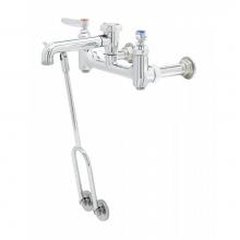 T&S Brass B-0655-BSTP - Service Sink Faucet, Wall Mount, 8'' Centers, Built-In Stops, Vacuum Breaker, Polished