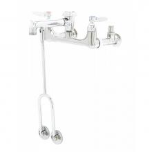 T&S Brass B-0656-POL - Service Sink Faucet, Wall Mount, 8'' Centers, Vacuum Breaker, Integral Stops, Polished