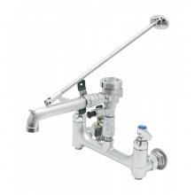 T&S Brass B-0665-BSTR-963 - Service Sink Faucet, 8'' Wall Mount, Built-In Stops, B-0963 Vacuum Breaker Rough Chrome