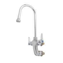 T&S Brass B-0815-RGH - Mixing Faucet, Vertical, Wall Mount, Rigid GN, 2.2 GPM Rosespray, 4-Arm Handles, Rough