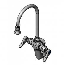 T&S Brass B-0816 - Mixing Faucet, Vertical, Wall Mount, Rigid/Swivel Gooseneck,2.2 GPM Rosespray, 00CC Inlets