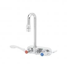 T&S Brass B-1115-132XN5C4 - 4'' Workboard Faucet, Wall Mount, Ceramas w/ Check Valves, Swivel Gooseneck, 4'&apo