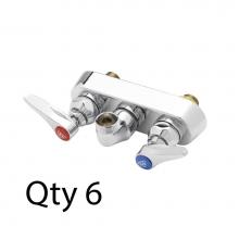 T&S Brass B-1115-LNM - Workboard Faucet, Wall Mount, 4'' Centers, Lever Handles, Less Nozzle (Qty. 6)