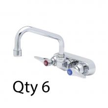 T&S Brass B-1115-M - Workboard Faucet, Wall Mount, 4'' Centers, 6'' Swing Nozzle, Lever Handles (Qt