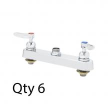 T&S Brass B-1120-CR-LNM - 8'' Deck Mount Workboard Faucet, Less Nozzle, Cerama, Lever Handles (QTY. 6)