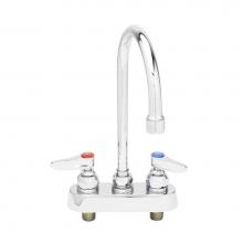 T&S Brass B-1141-02A - 4'' Deck Mount Workboard Mixing Faucet, Swivel Gooseneck w/ 2.2 GPM Aerator, Lever Handl