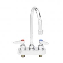 T&S Brass B-1141 - Workboard Faucet, Deck Mount, 4'' Centers, 133X Swivel Gooseneck, Lever Handles