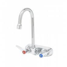T&S Brass B-1146-02ACR-AM - Workboard Faucet, 4'' Wall Mount, Ceramas, Lever Handles w/ Anti-Microbial Coating, Swiv