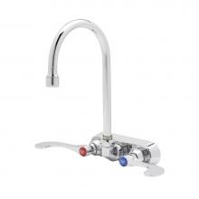 T&S Brass B-1146-04 - Workboard Faucet, Wall Mount, 4'' Centers, Swivel Gooseneck, 4'' Wrist Action