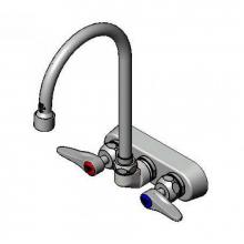 T&S Brass B-1146-V12-CR - 4'' Wall Mount Faucet, Ceramas, Lever Handles, 6'' Swivel Gooseneck, 1.2 GPM V