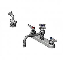 T&S Brass B-1152 - Workboard Faucet, Deck Mount, 8'' Centers, 8'' Swing Nozzle w/Diverter, Hose,