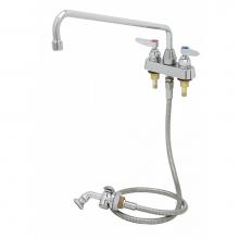 T&S Brass B-1171-01 - Workboard Faucet, Deck Mount, 4'' Centers, 16'' Swing Nozzle, Diverter, Hose,