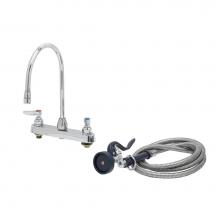 T&S Brass B-1172-96-135X - 8'' c/c Workboard Faucet, 135X Gooseneck, B-0199-02 Aerator, EB-0096-H Flex Hose, EB-010